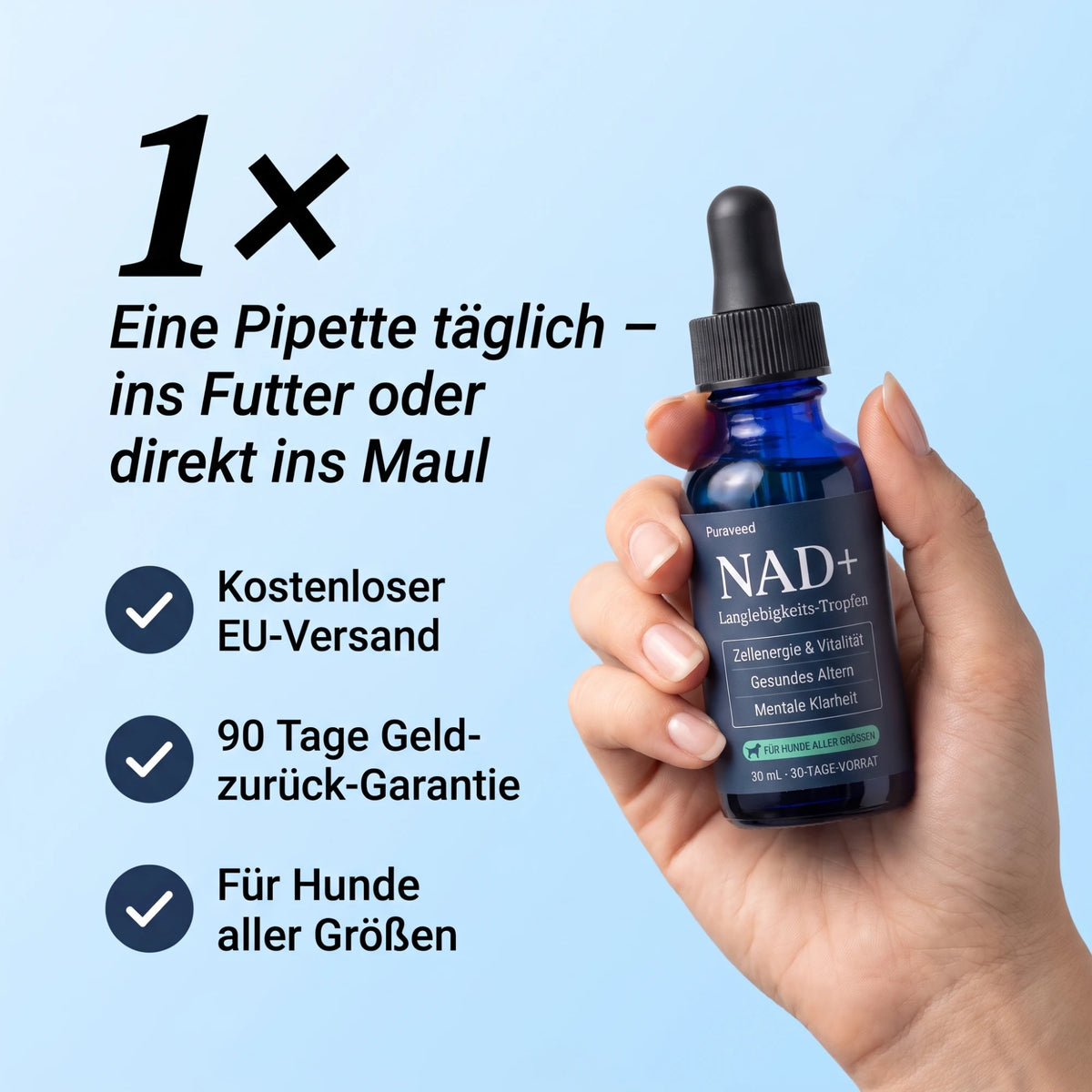 Eine Pipette täglich – ins Futter oder direkt ins Maul